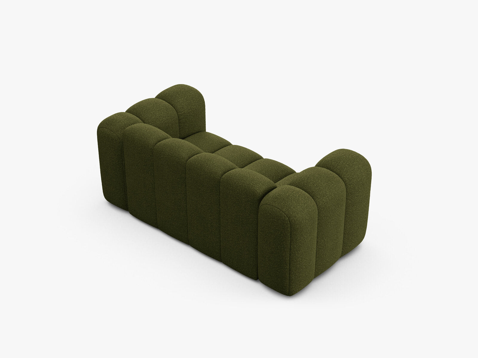 Micadoni Sofa Lupine 2-Sitzer kleine Version Boucle Baloo Dunkel-Olivgrün
