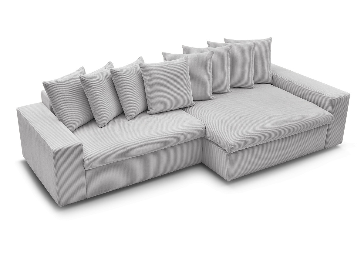 Bobochic Enore Ecksofa 330 × 157 cm Cordsamt Hellgrau Ecke rechts