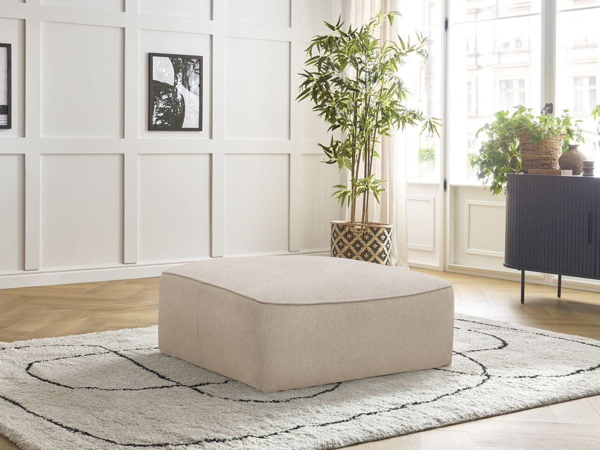 Bobochic Leopold Pouf Melange-Stoff Beige