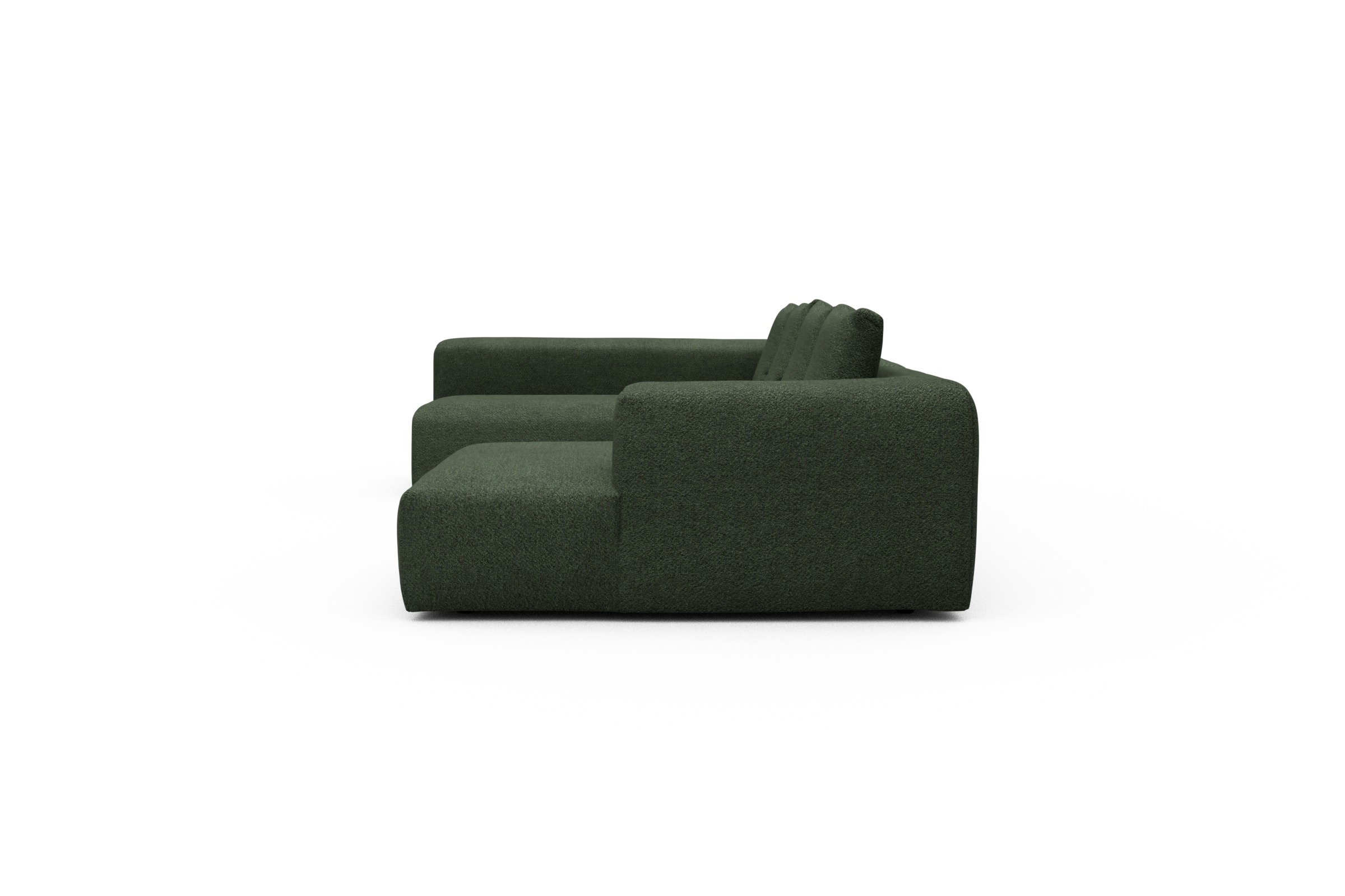 Wohnlandschaft Fred Chaiselongue rechts mit 2-Sitzer und lange Armlehne links Vanora-Deep-Green