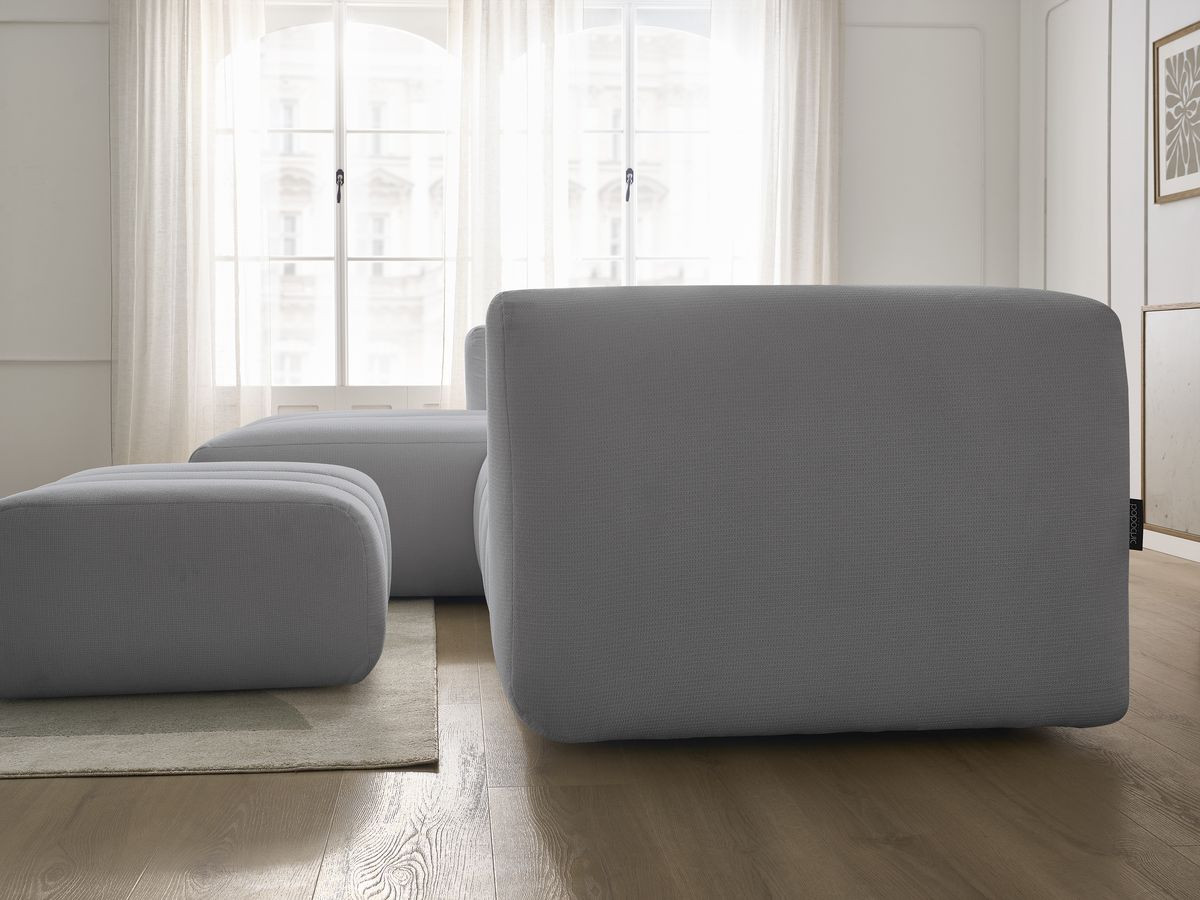 Bobochic Talia Ecksofa mit Pouf Melange-Stoff Hellgrau Ecke links