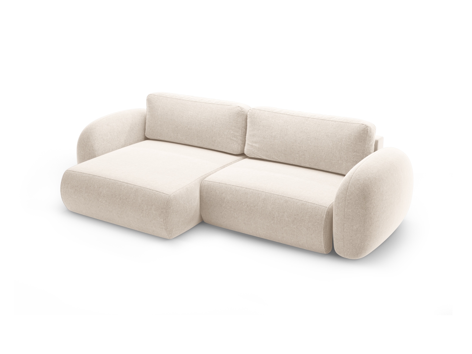 Cosmopolitan Design Wendbares Ecksofa Tonale 4-Sitzer mit Schlaffunktion und Bettkasten Chenille Eden Helles Beige