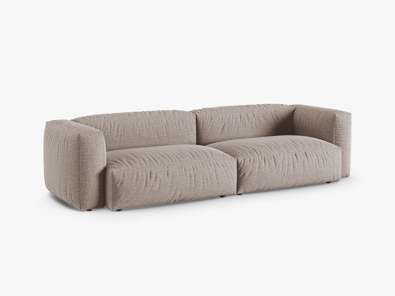 Micadoni Sofa Martina 4-Sitzer 90cm Sitztiefe Strukturierter Stoff Boston Dunkelbeige