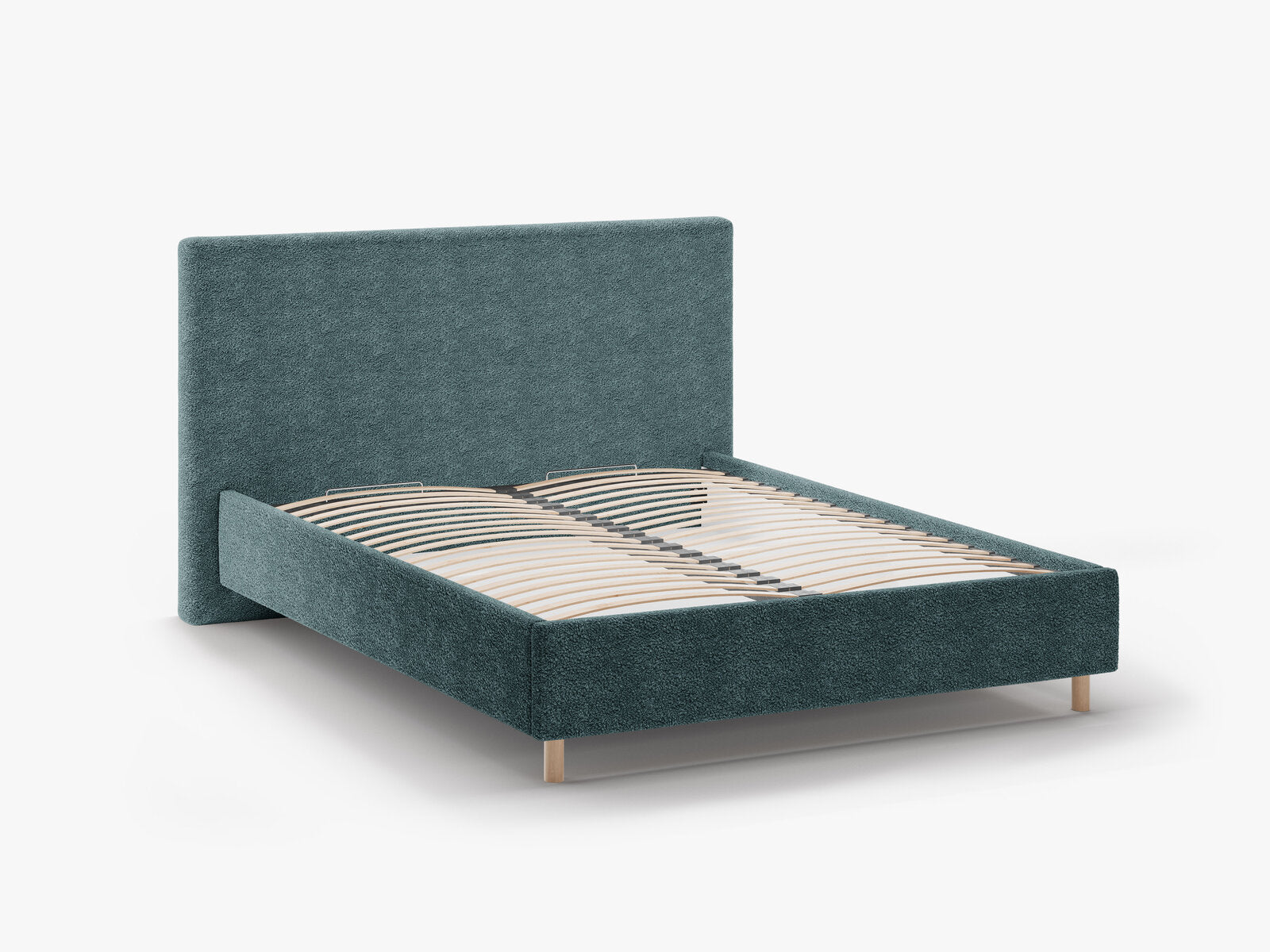 Micadoni Stauraumbett mit Kopfteil Eloise Boucle Rolf Petrol 140x200