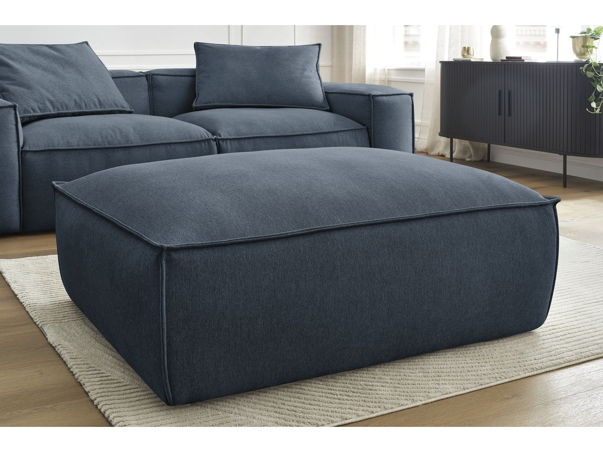 Bobochic Boheme Sofa 4-Sitzer mit Pouf Melange-Stoff Dunkelblau