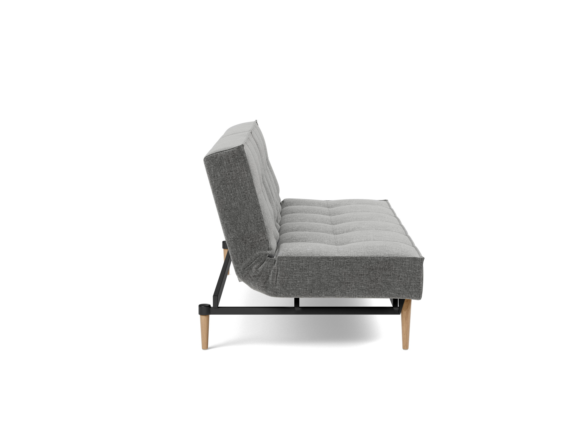 Schlafsofa Splitback Strukturierter Stoff Twist 563-Charcoal Beine Styletto Eiche hell