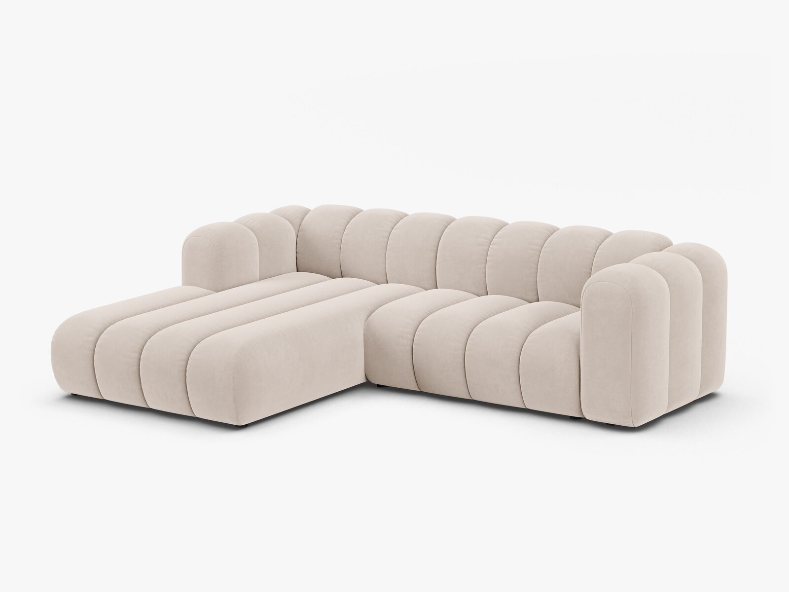 Micadoni Modulares Ecksofa Lupine 4-Sitzer mittelgroß Links Samt Venus Helles Beige