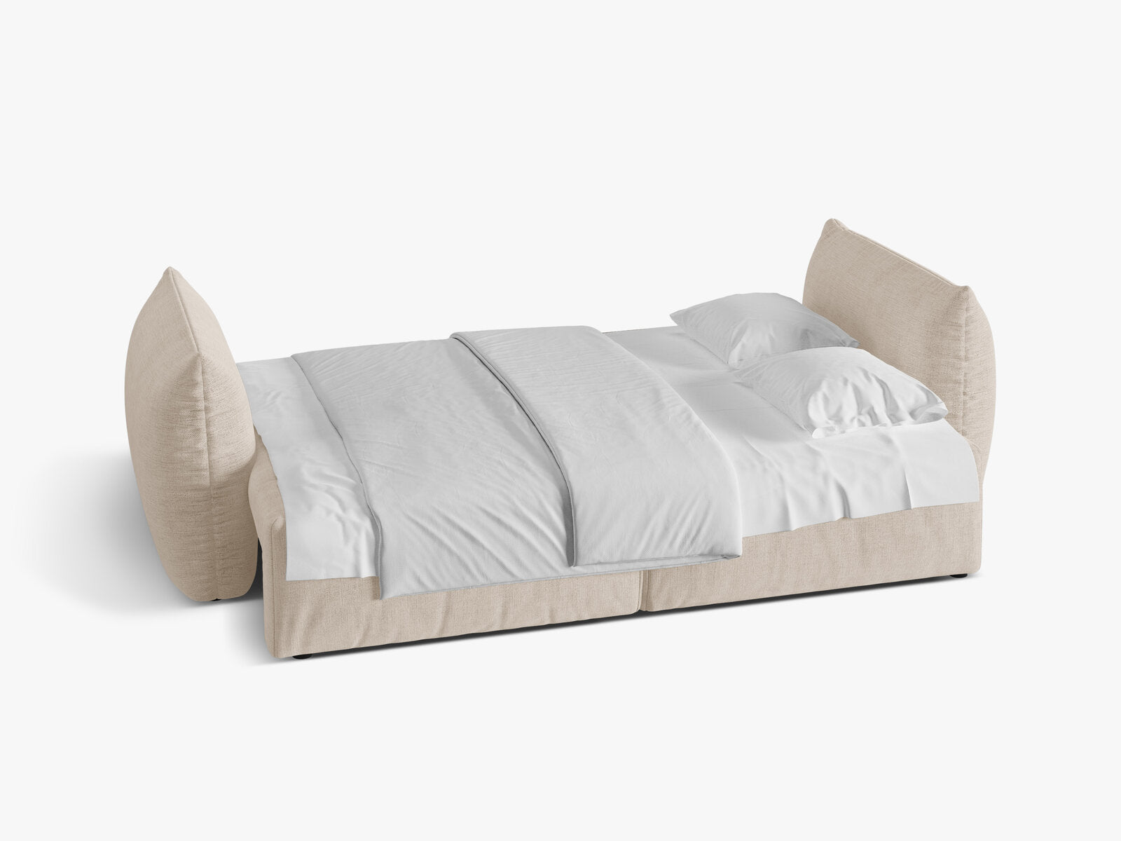 Micadoni Bloom Schlafsofa 3-Sitzer mit Bettkasten Strukturierter Stoff Wind Helles Beige