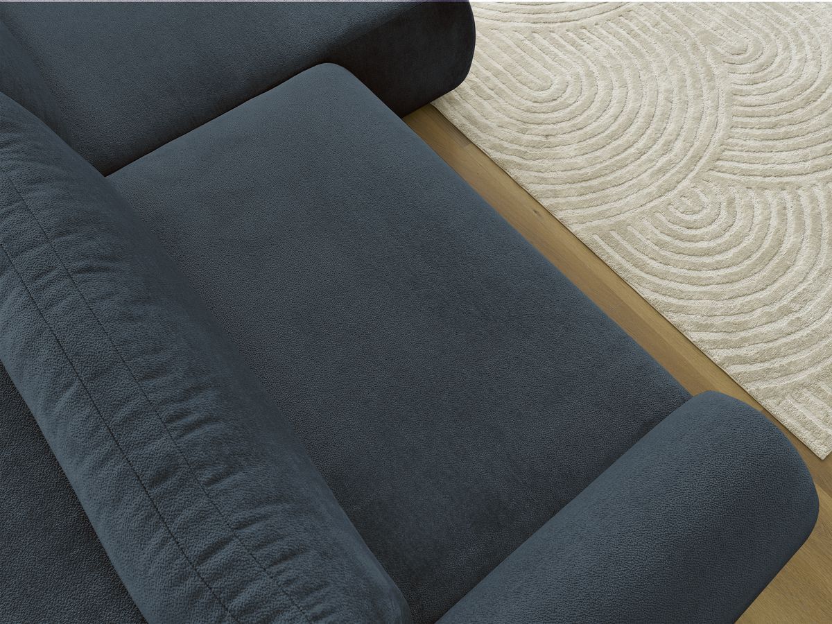 Bobochic Lucien Ecksofa mit Schlaffunktion und Bettkasten 314 × 167 cm Stoff Dunkelblau Ecke rechts