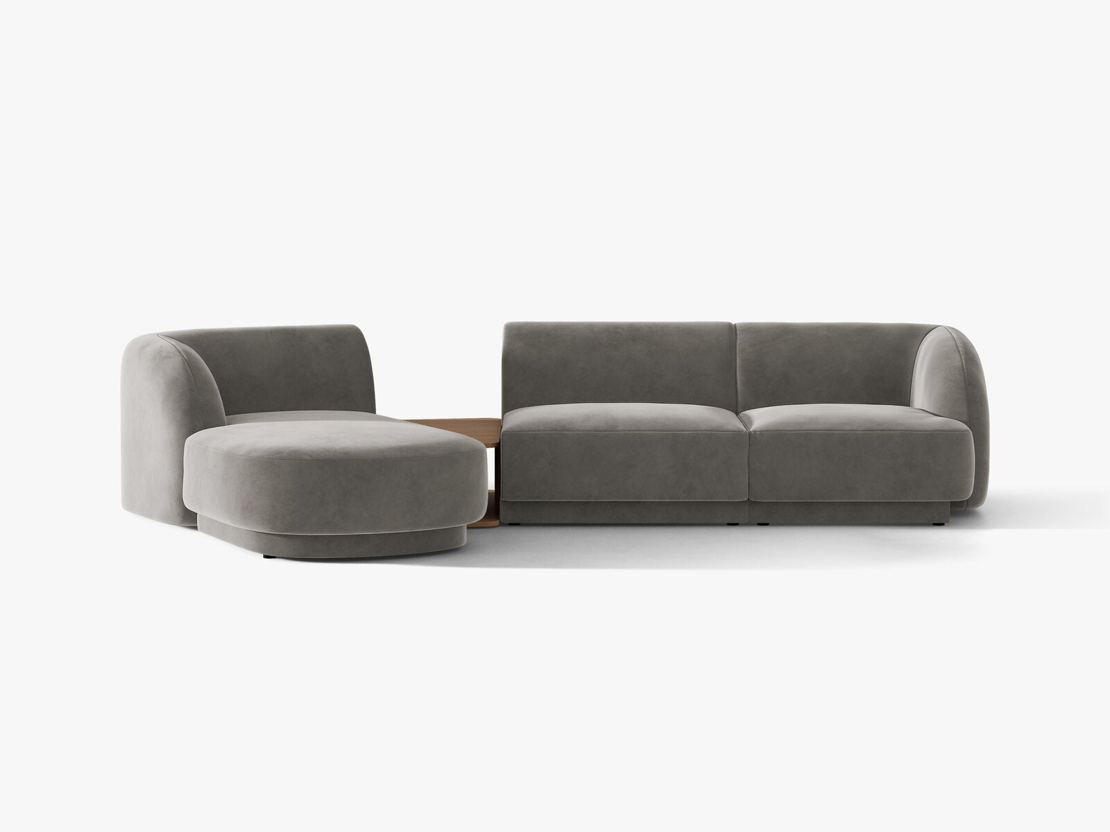 Micadoni Modulares Sofa Miley mit Recamiere 3-Sitzer Links Samt Bluvel Hellgrau