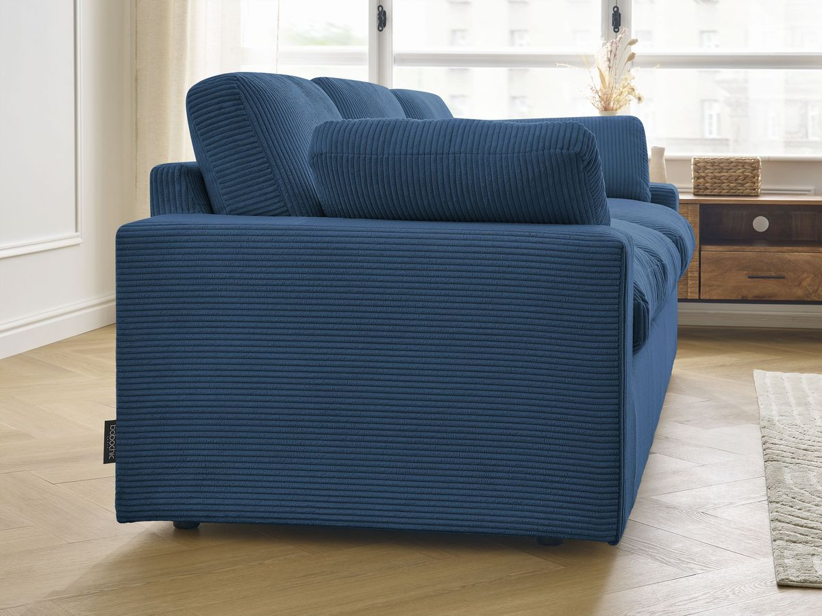 Bobochic Belair Sofa 3-Sitzer 220 × 93 cm Cordsamt Dunkelblau