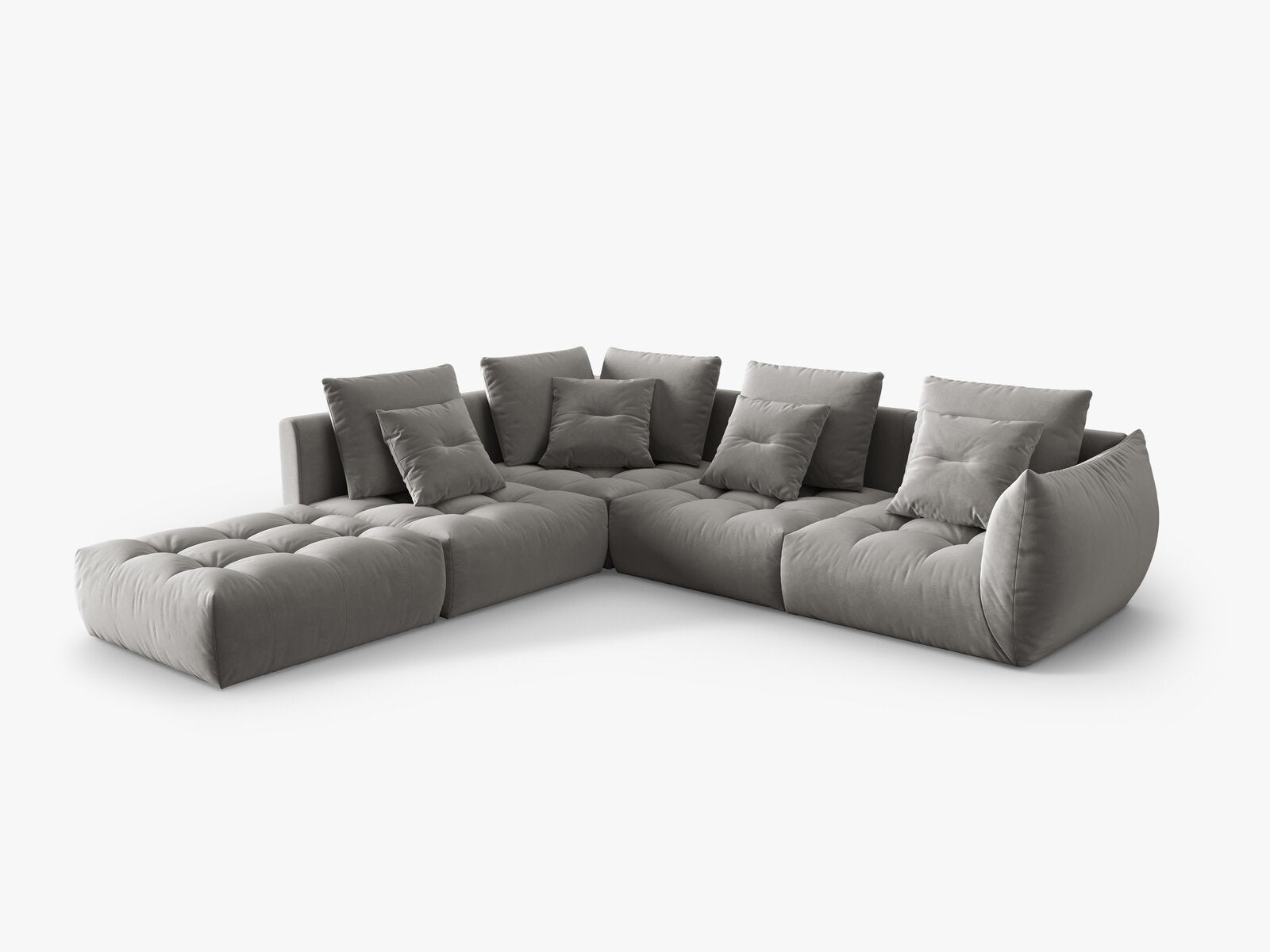 Micadoni Ecksofa Bloom 5-Sitzer Links Samt Grau