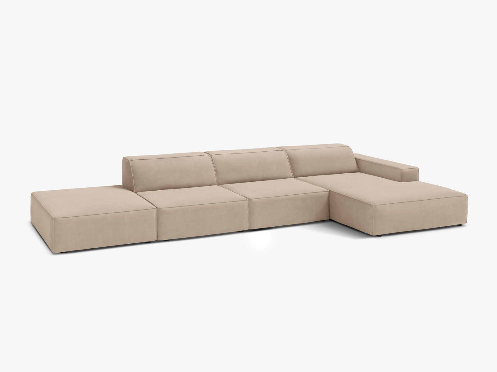 Micadoni Ecksofa Jodie 5-Sitzer Samt Venus Beige Rechts