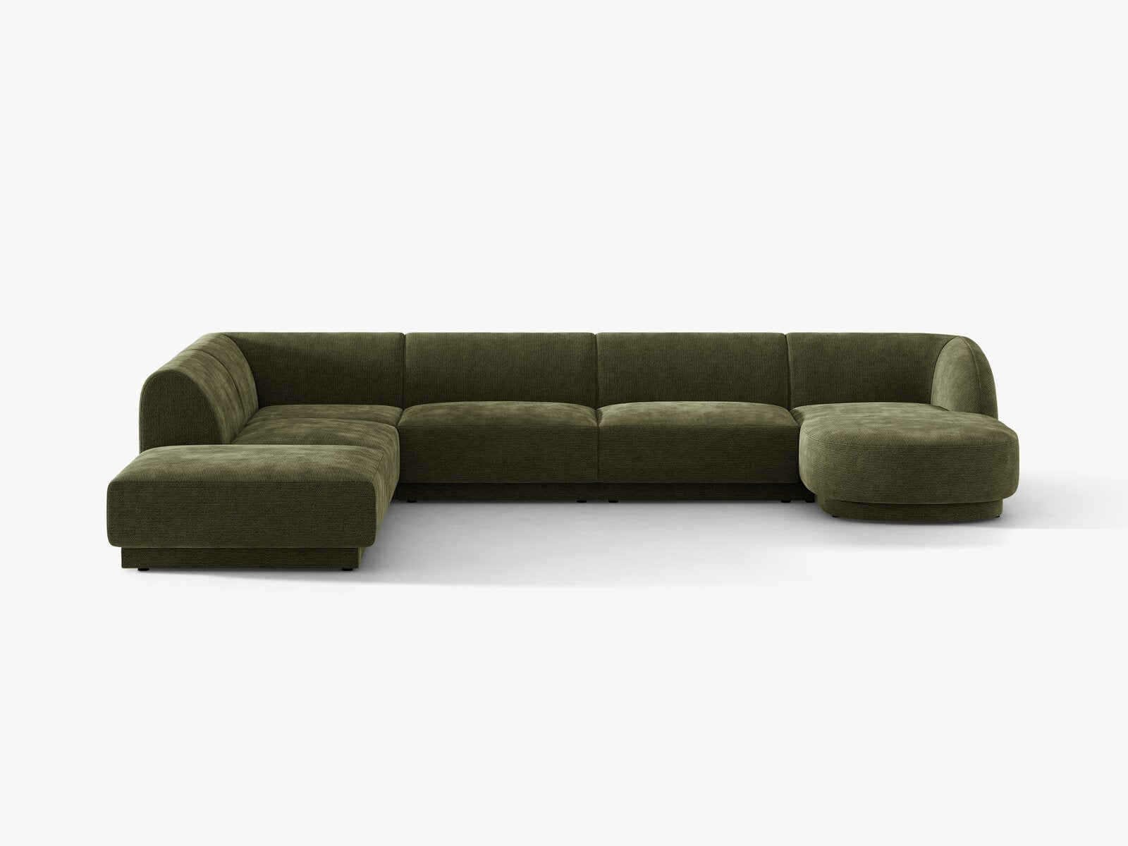 Micadoni Panorama-Ecksofa Miley 6-Sitzer Chenille Eden Grün Links