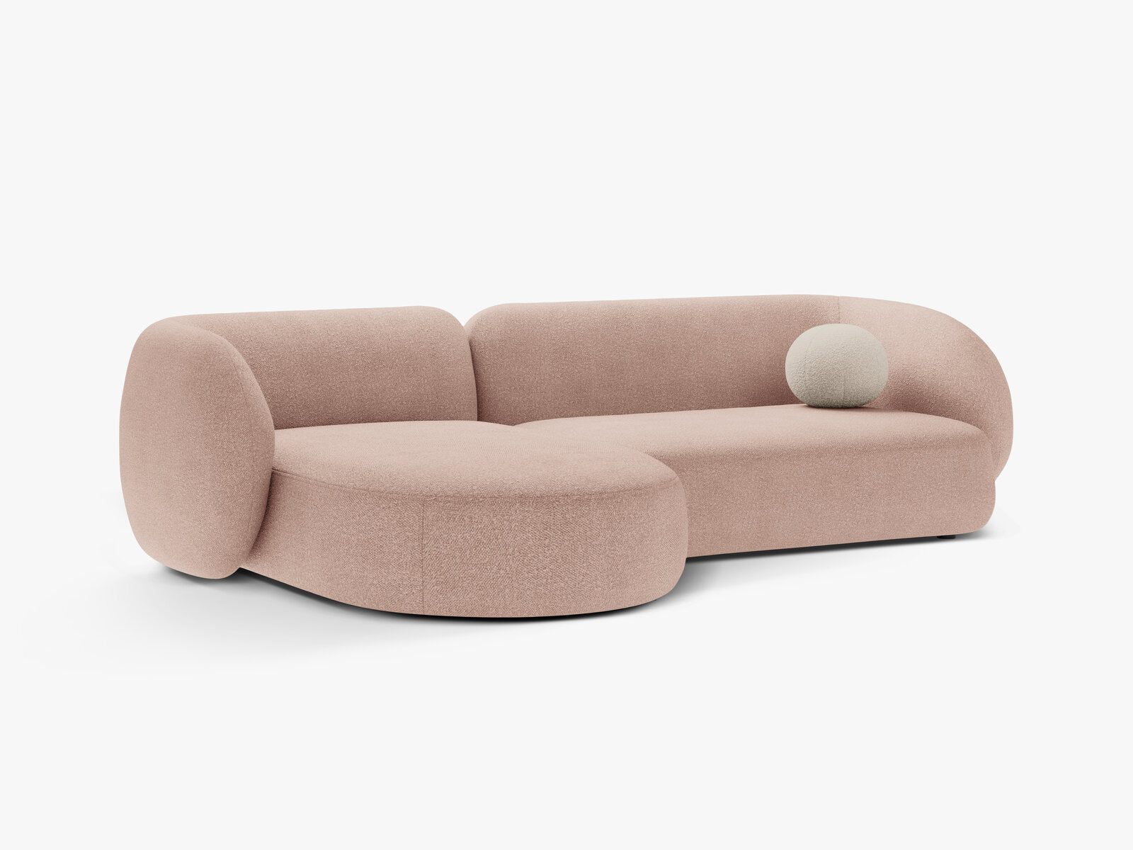 Micadoni Ecksofa Kate 3-Sitzer Links Boucle Puderrosa
