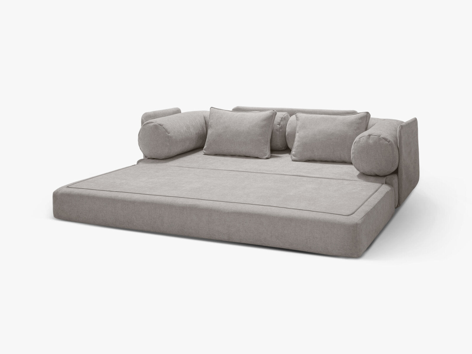Micadoni Sofa Dreamy 3-Sitzer mit Schlaffunktion Strukturierter Stoff Liberty Hellgrau