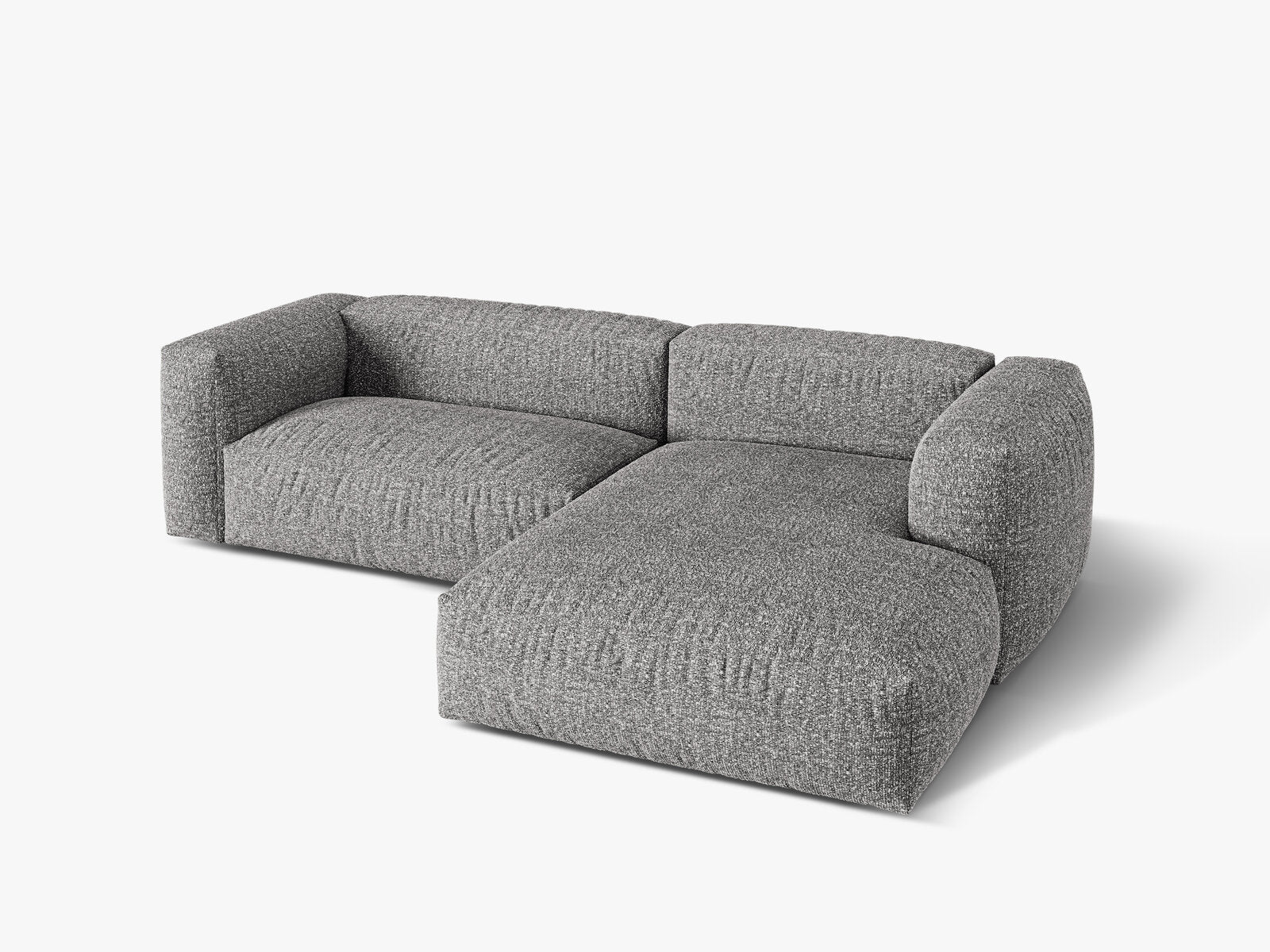 Micadoni Ecksofa Martina 2-Sitzer Rechts Boucle Monet Graphit