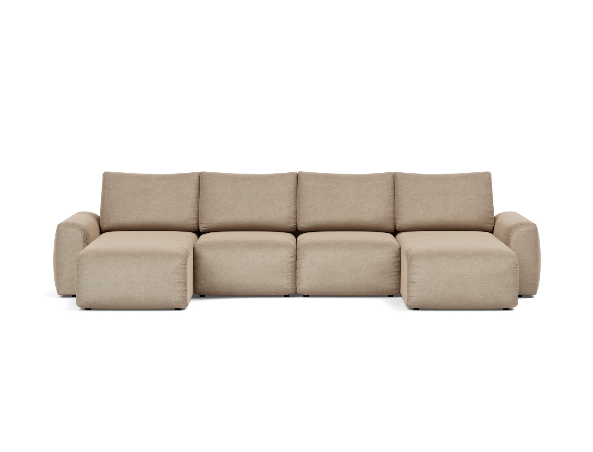 Schlafsofa Norum U-Form mit Chunky-Armlehnen Flachgewebe Phobos 587-Mocha