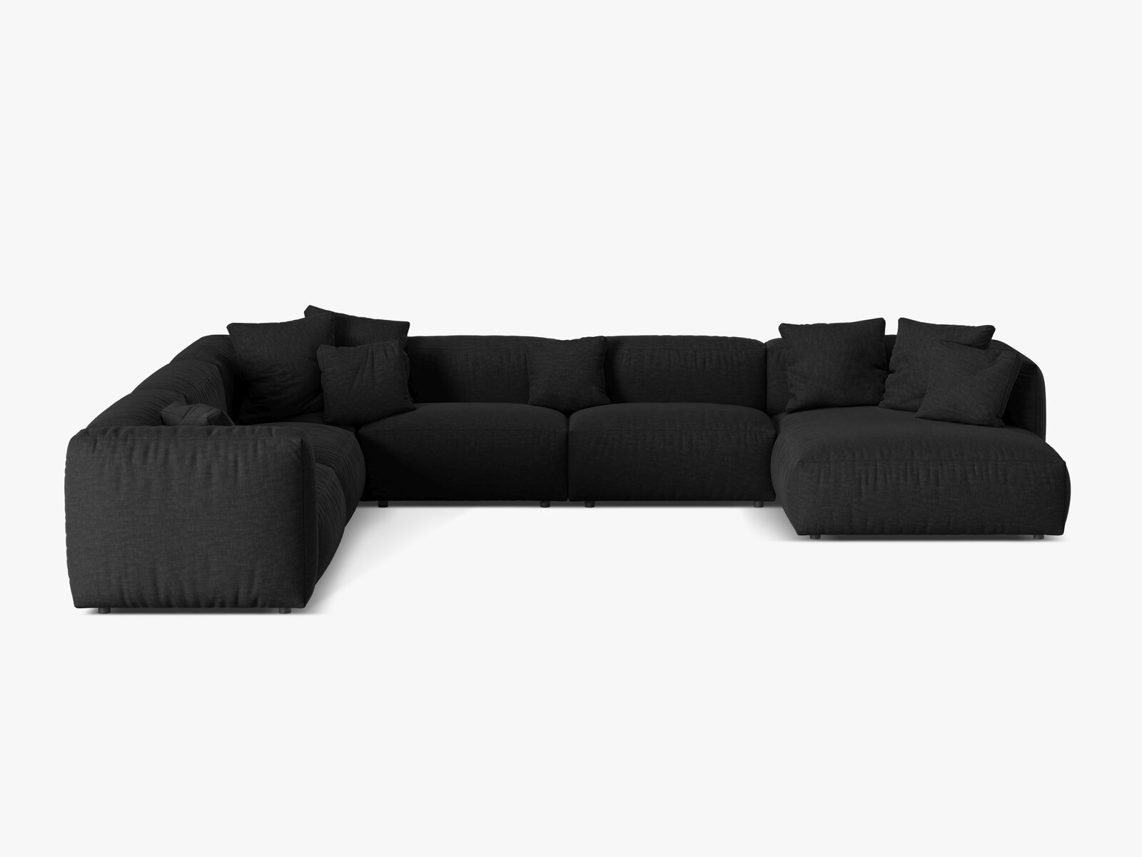 Micadoni modulares Ecksofa XL Martina 6-Sitzer Links Strukturierter Stoff Boston Schwarz