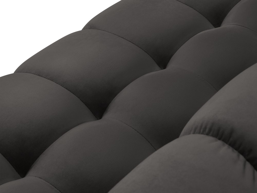 Cosmopolitan Design Symmetrisches Ecksofa Bali 6-Sitzer Samt Bluvel Dunkelgrau Melange Beine Gold