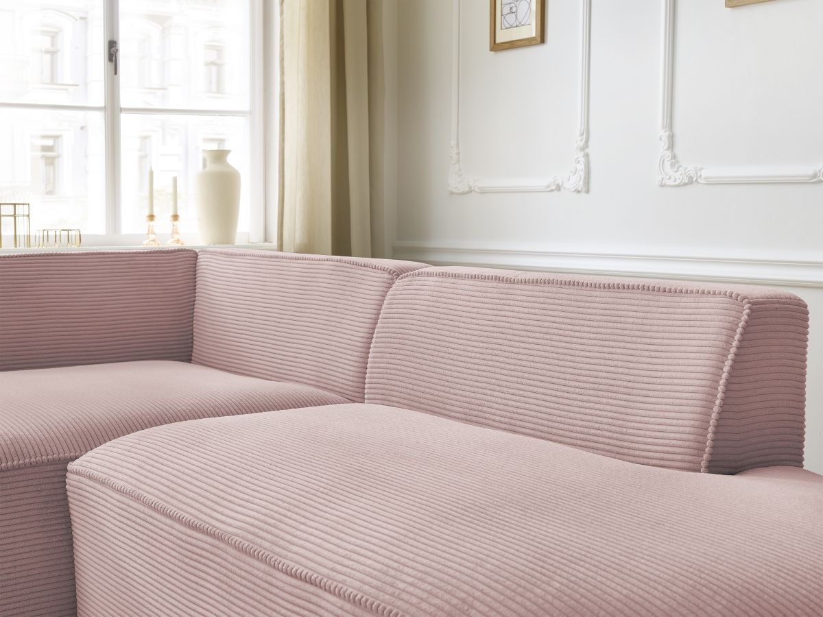 Bobochic Rousseau Ecksofa Cordsamt Violett Ecke links