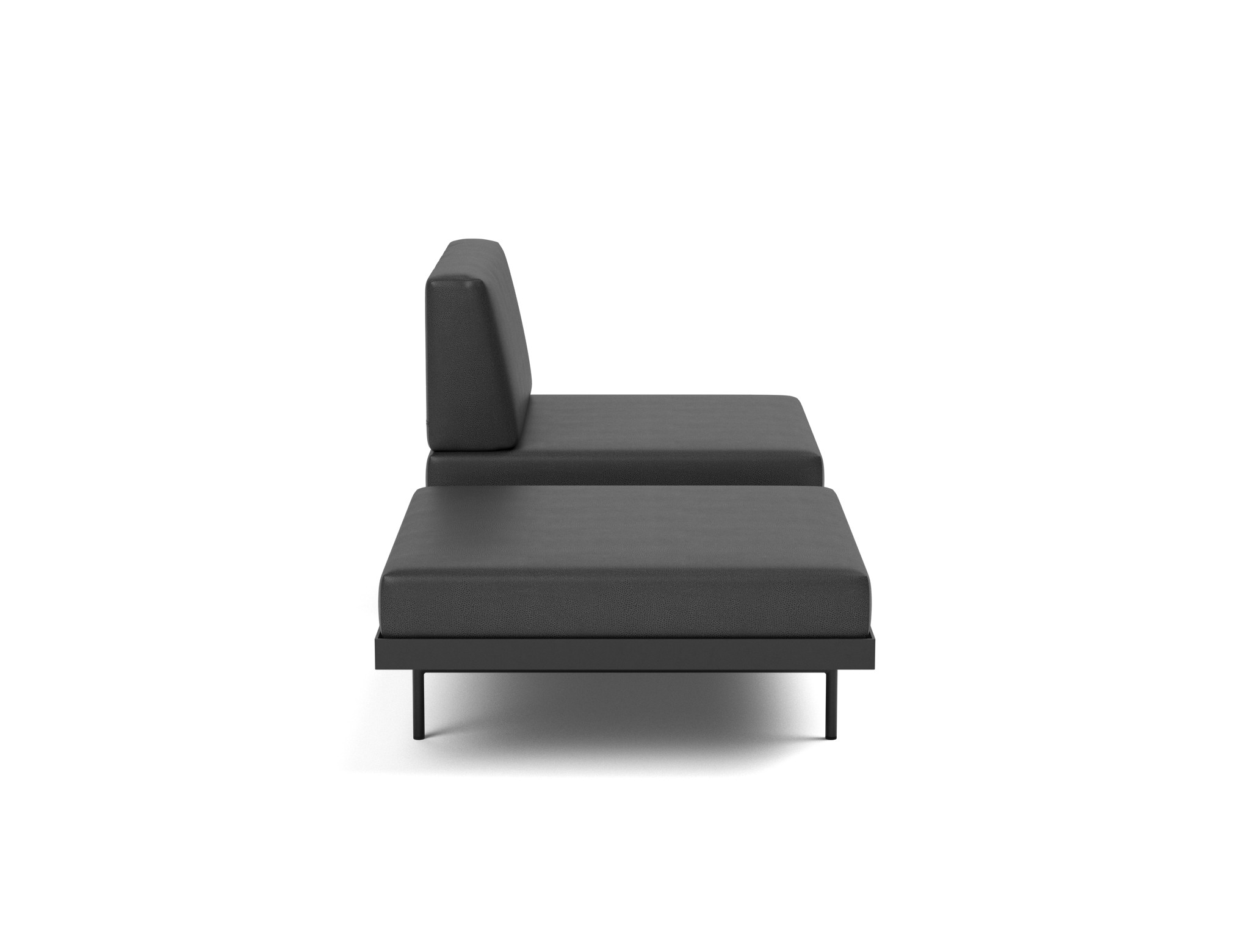 Tagesbett Puri Lederoptik Faunal 550-Black Beine mit Nussbaumtisch