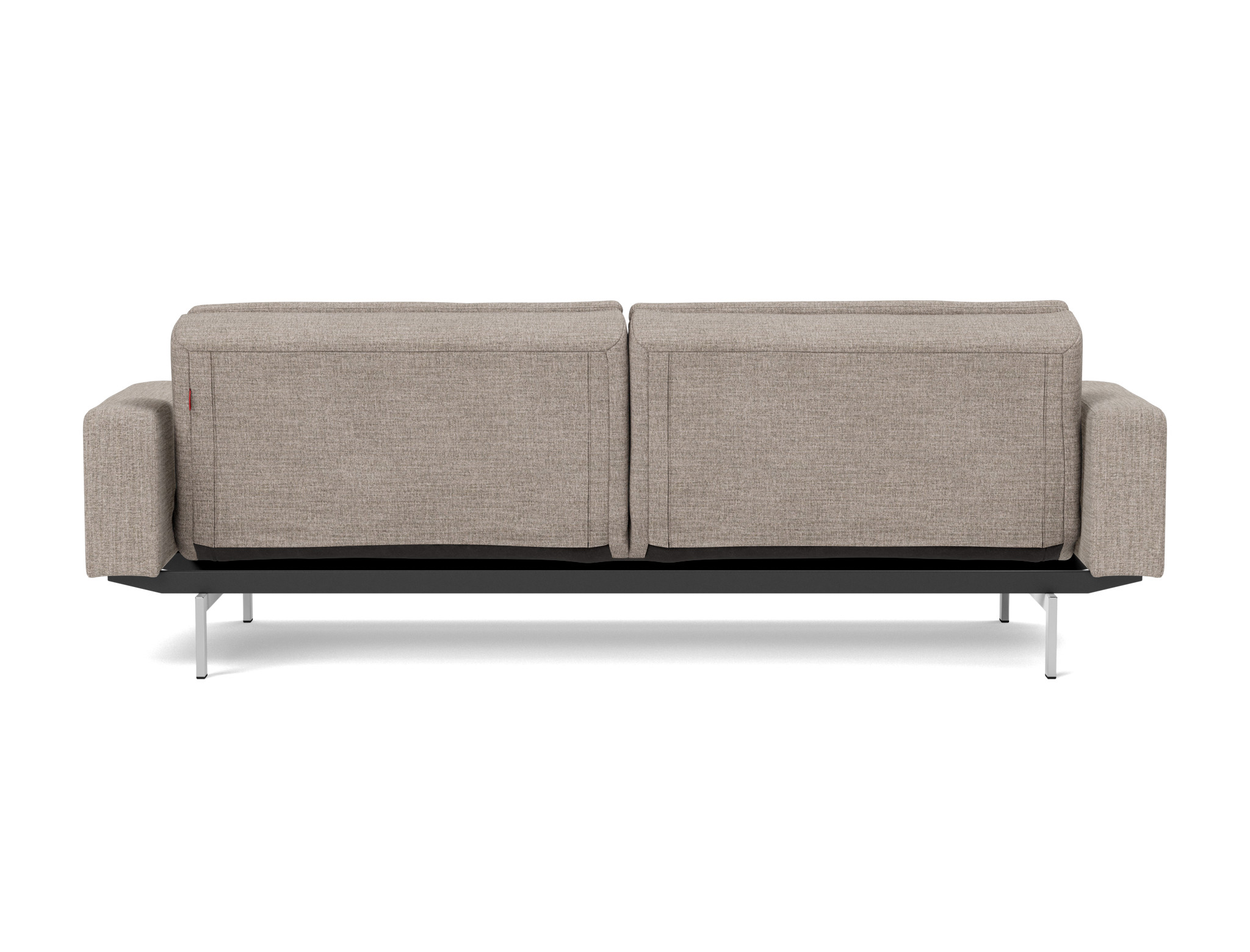 Schlafsofa Dublexo mit Armlehnen Chenille Yuveno 472-Warm-Grey Beine Chrom