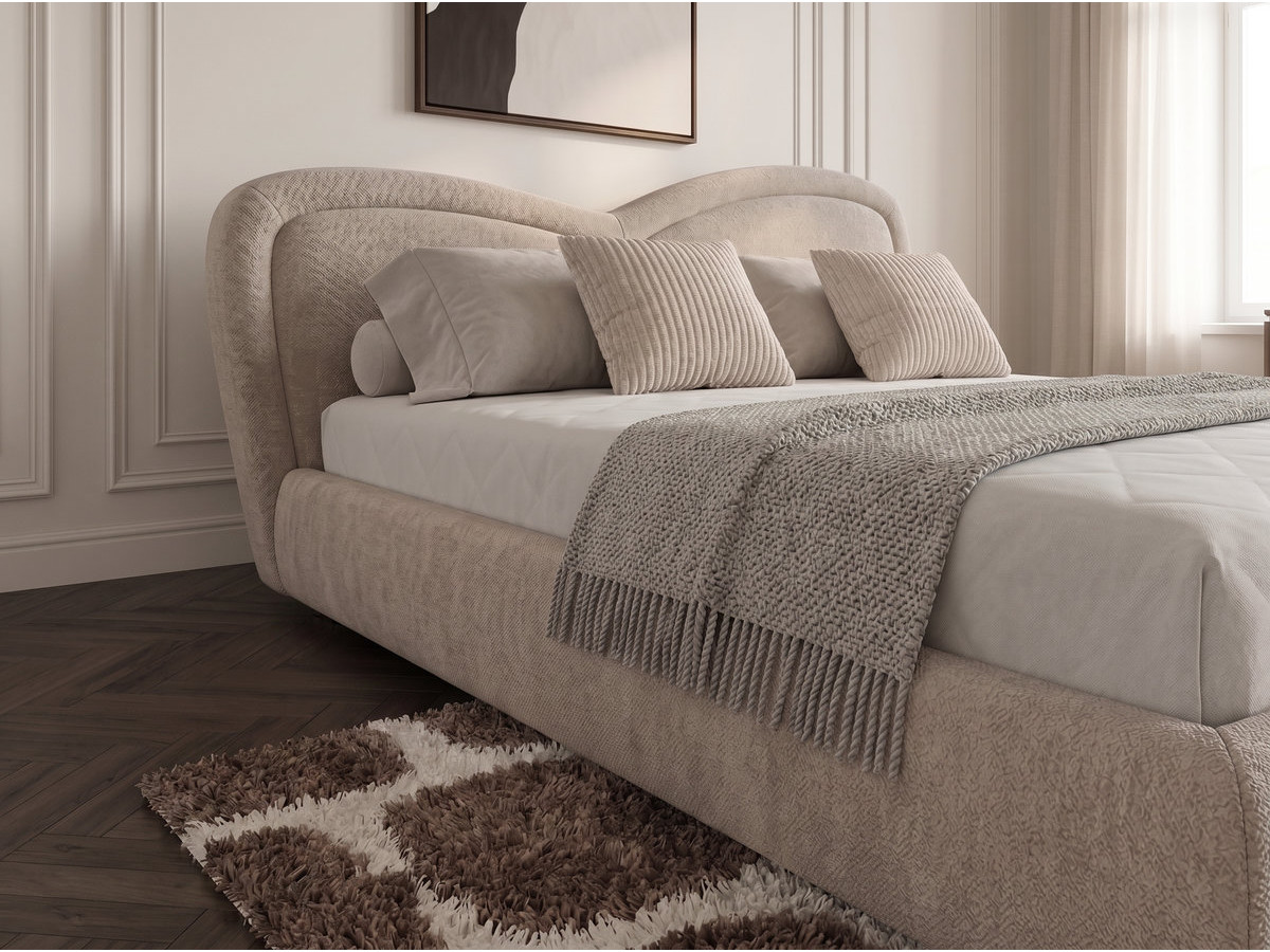 Bobochic Daniela Polsterbett Strukturstoff Beige, Liegefläche 160 × 200 cm