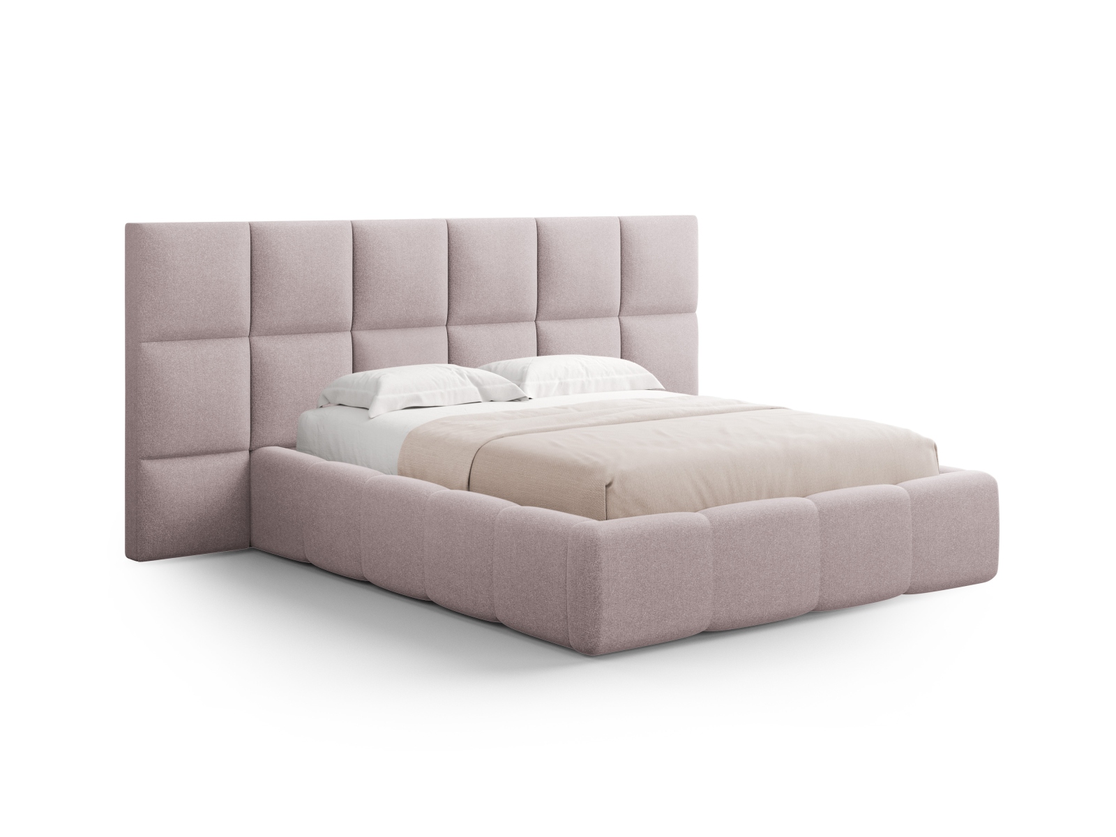 Cosmopolitan Design Stauraumbett mit doppeltem Kopfteil Livigno 200x200 Strukturierter Stoff Solid Rosa