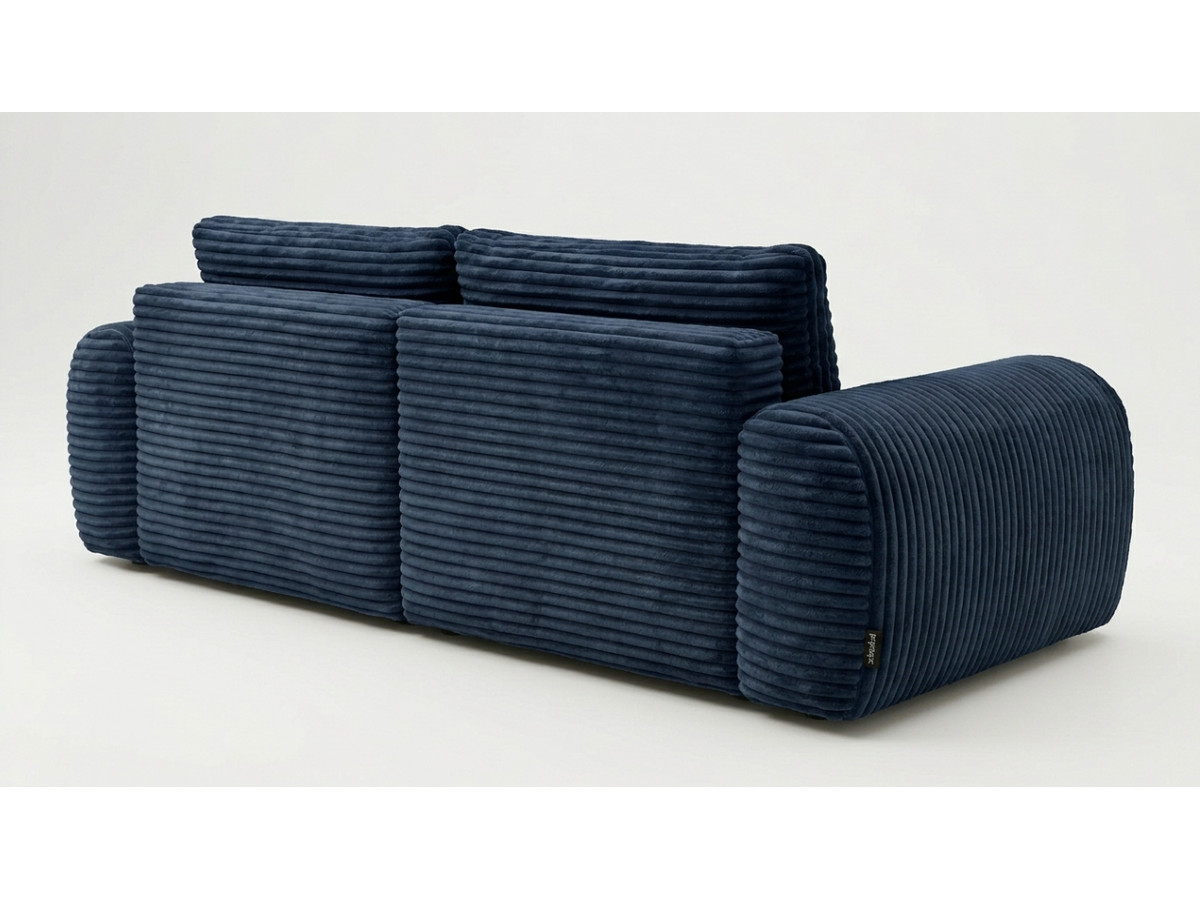 Bobochic Lucien Ecksofa mit Schlaffunktion und Bettkasten Breitcord weich Dunkelblau Ecke links