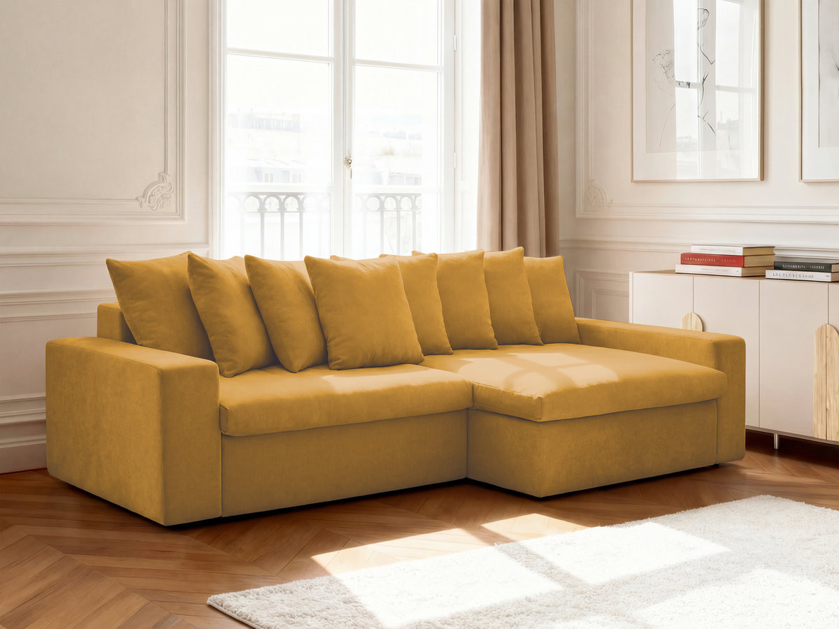 Bobochic Enore Ecksofa 330 × 100 cm Stoff Gelb Ecke rechts