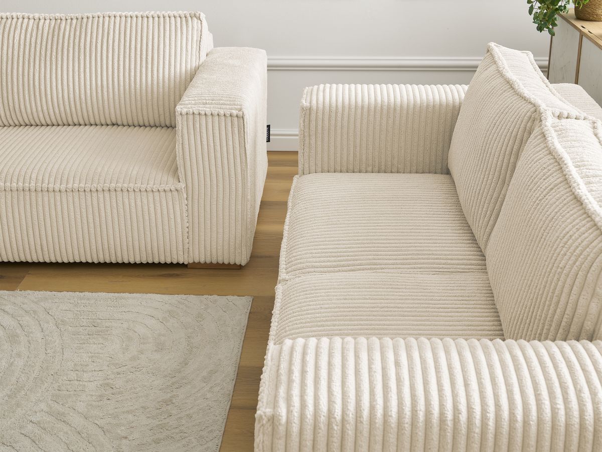 Bobochic Chelsea Sofa 5-Sitzer Breitcord weich Taupe