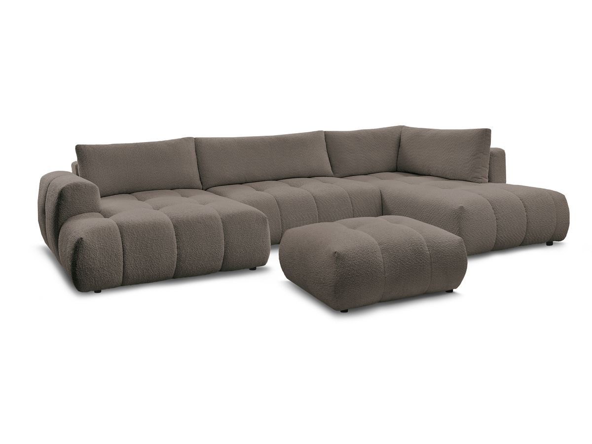 Bobochic Fuji Wohnlandschaft mit Pouf Bouclé-Stoff Braun Ecke links