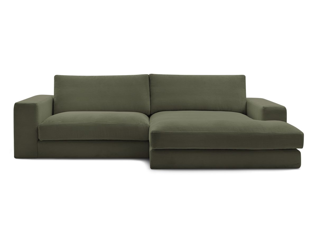 Bobochic Leonard Ecksofa 274 × 159 cm Cordsamt Hellgrün Ecke rechts