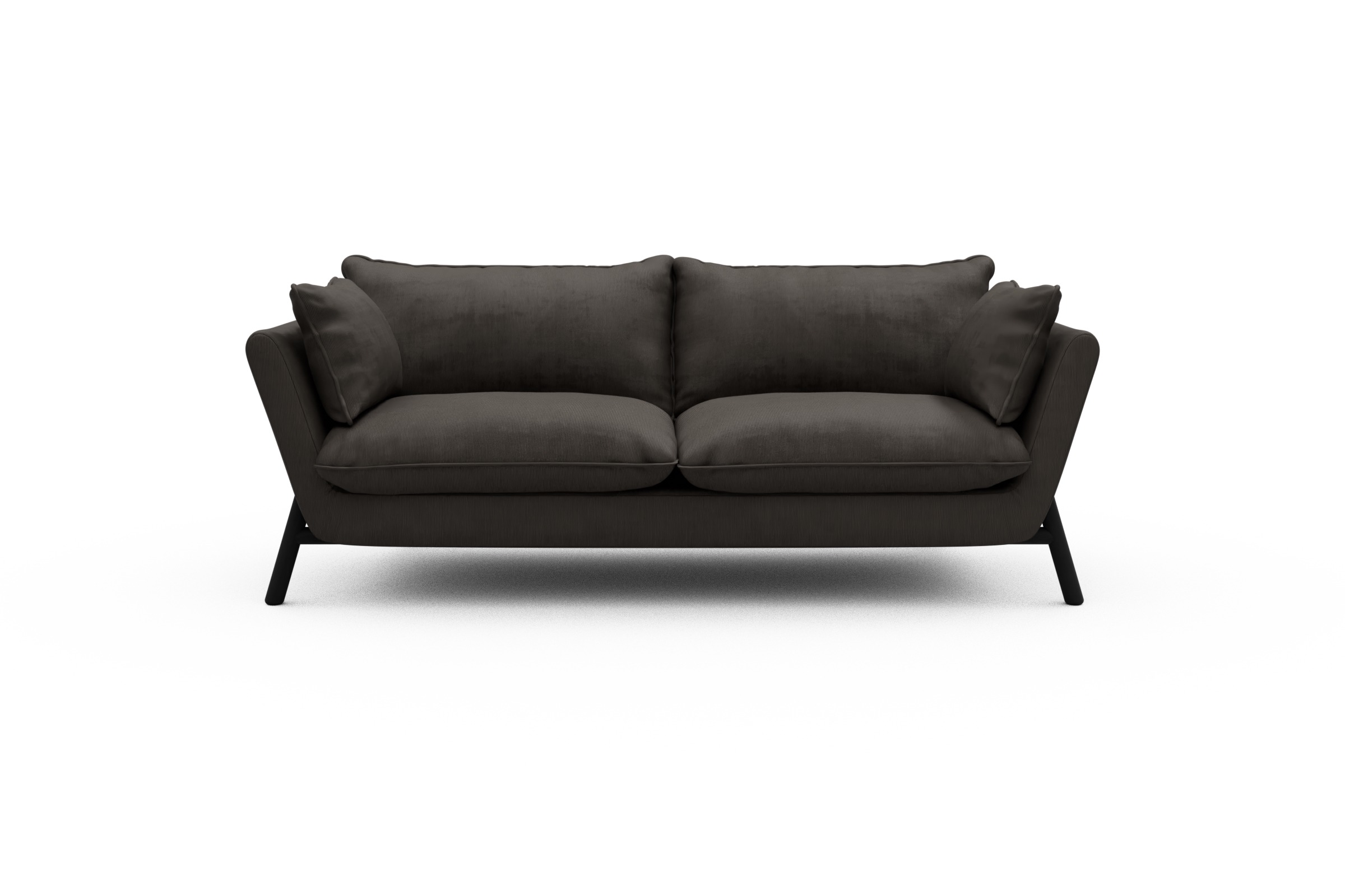 Skandi Home Sofa Emil PREMIUM 2-Sitzer Beinfarbe Eiche Schwarz Cordufine-Taupe moebelfaktor