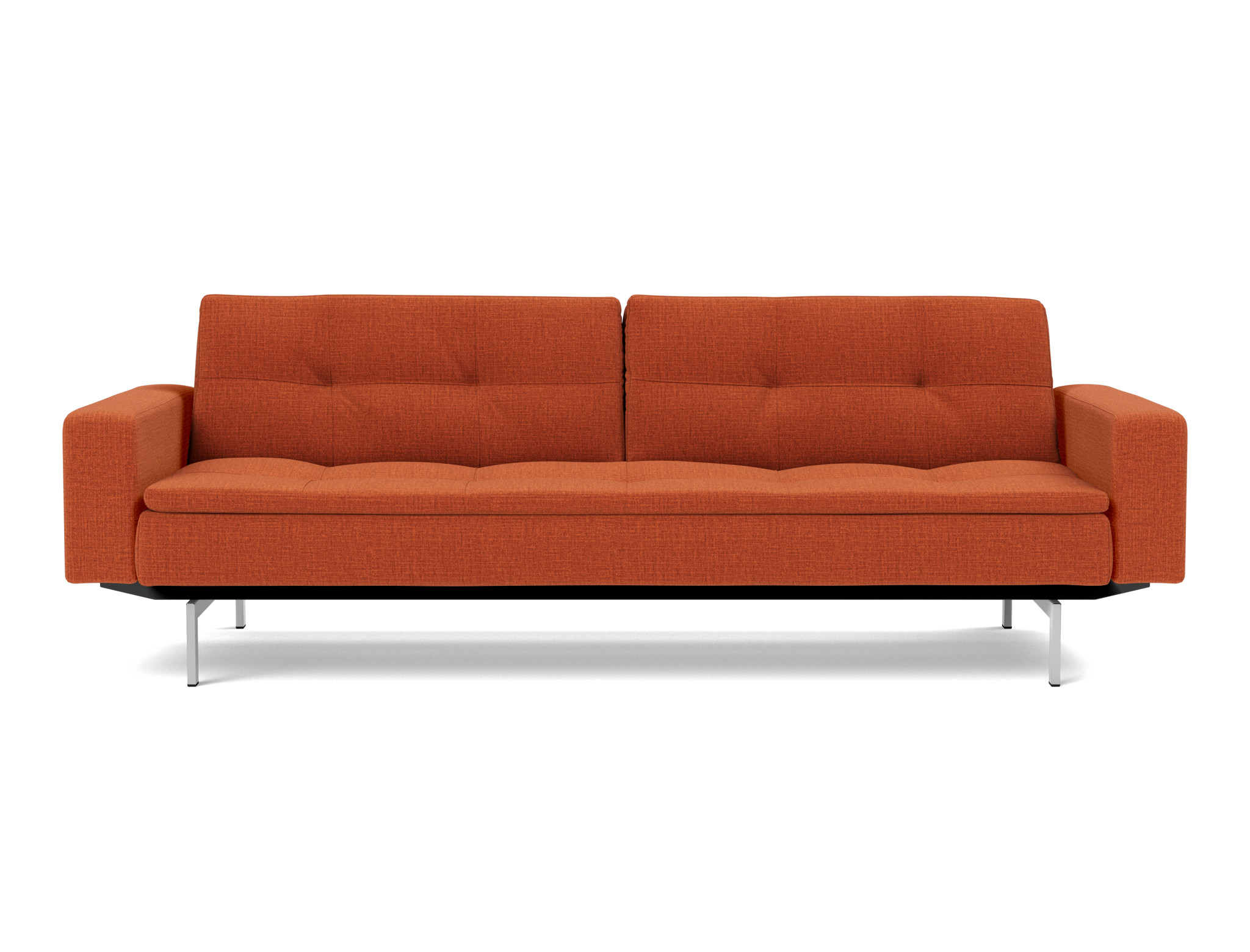 Schlafsofa Dublexo mit Armlehnen Chenille Esina 412-Rust-Orange Beine Chrom