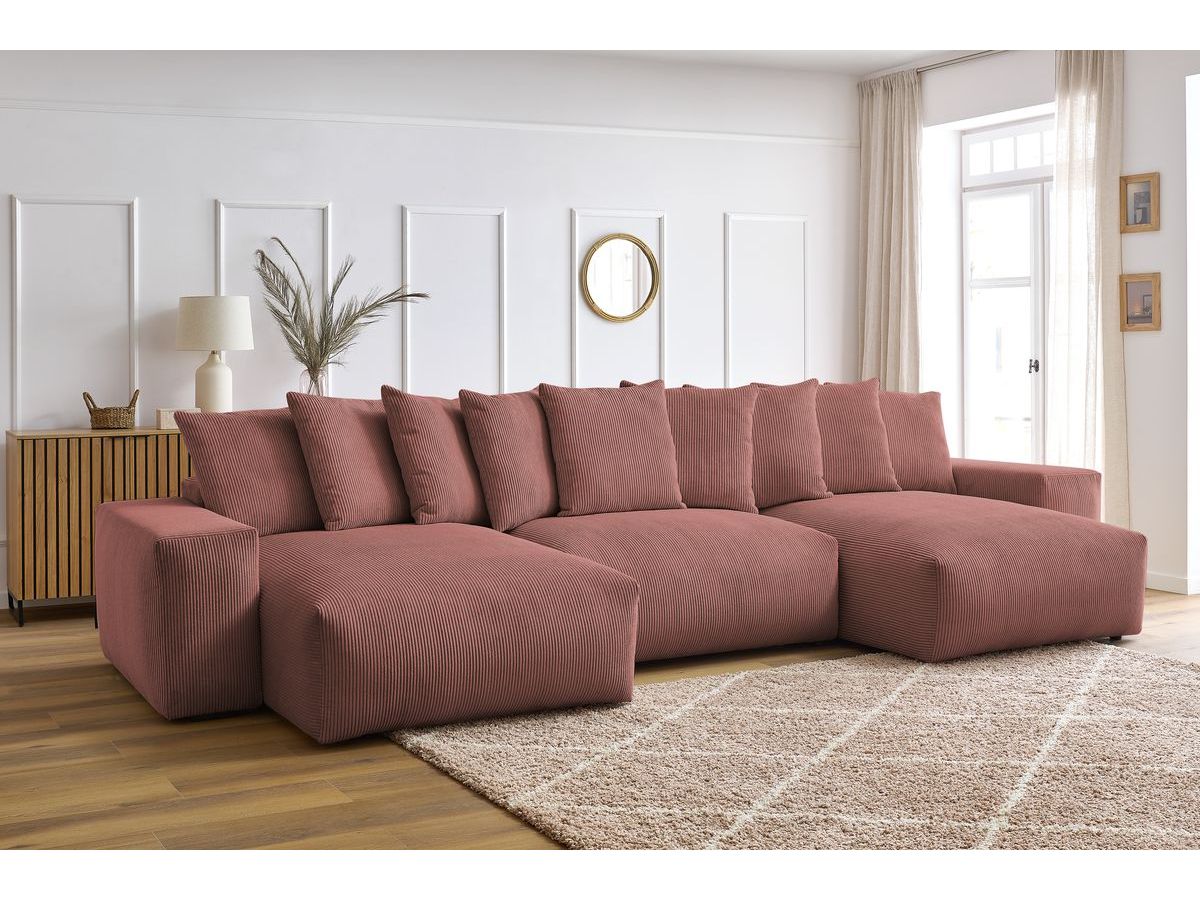 Bobochic Voltaire Wohnlandschaft 420 × 165 cm Cordsamt Rosa