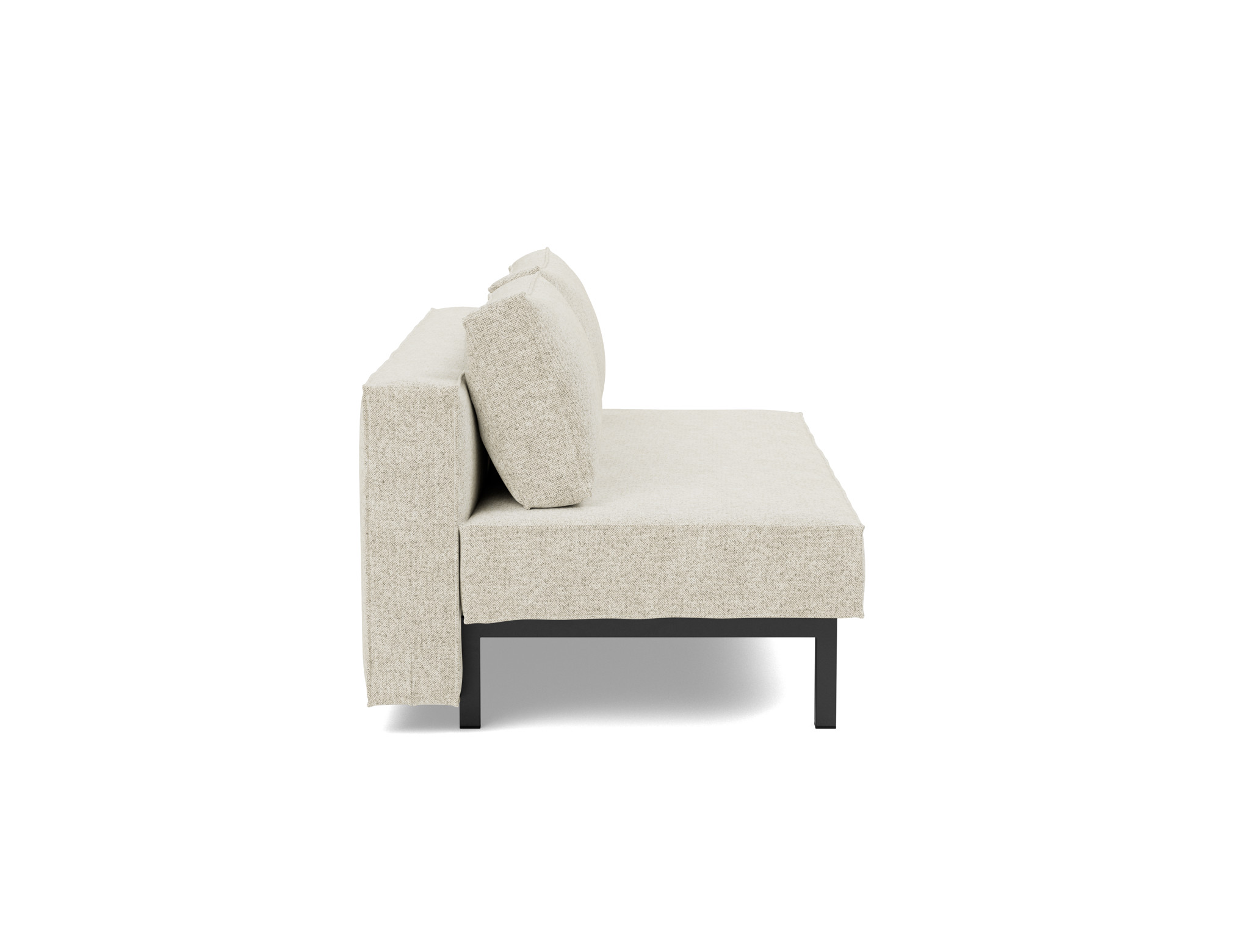 Schlafsofa Sly Strukturierter Stoff Taura 357-Off-White Beine Schwarzes Metall