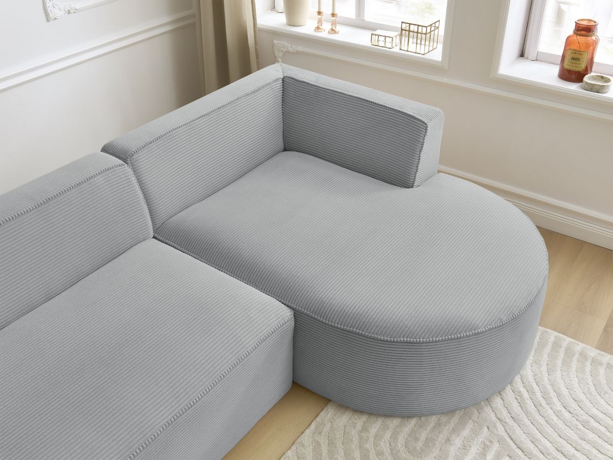 Bobochic Rousseau Ecksofa Cordsamt Hellgrau Ecke rechts