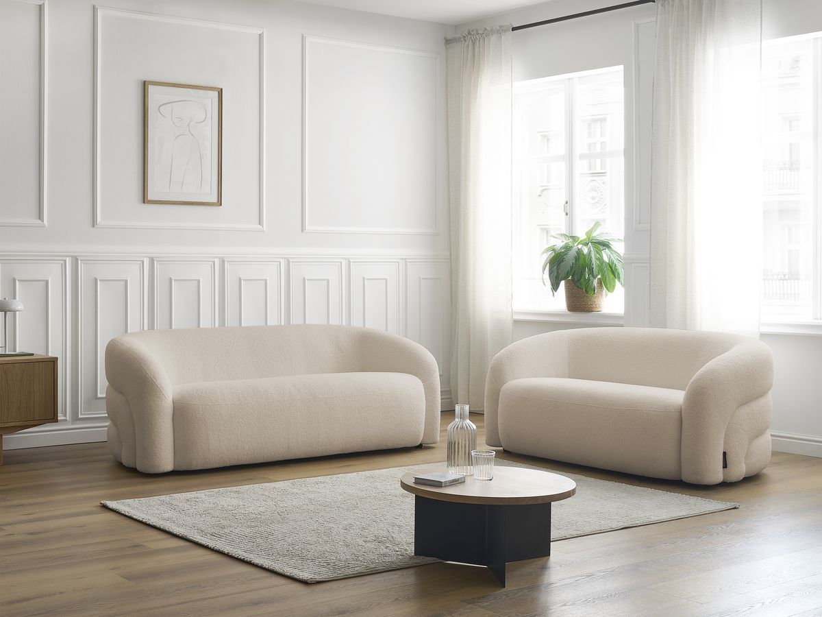 Bobochic Elina Sofa 5-Sitzer Bouclé-Stoff Beige