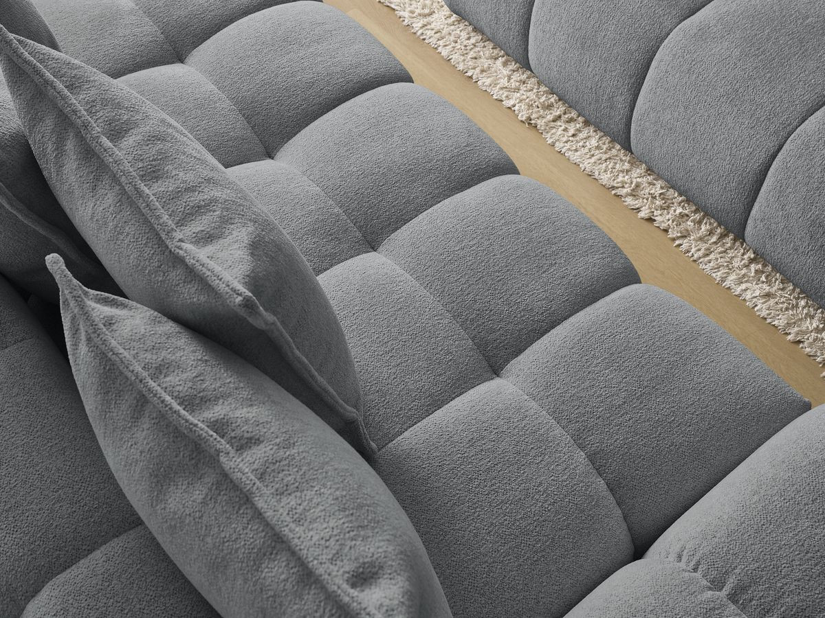 Bobochic Everest Schlafsofa 3-Sitzer mit Bettkasten und Pouf, 5 Kissen Melange-Stoff Dunkelgrau