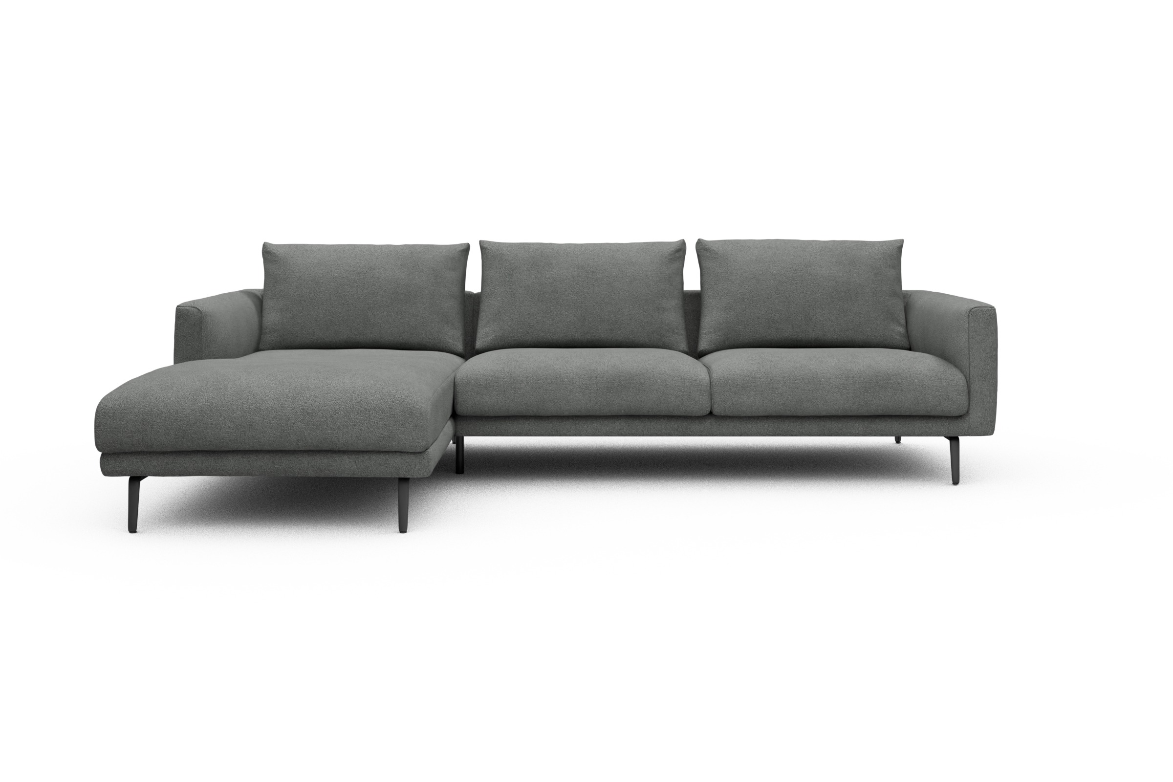 Skandi Home Ecksofa Karl Chaiselongue links mit 2,5-Sitzer Boucle-Ash-Grey moebelfaktor