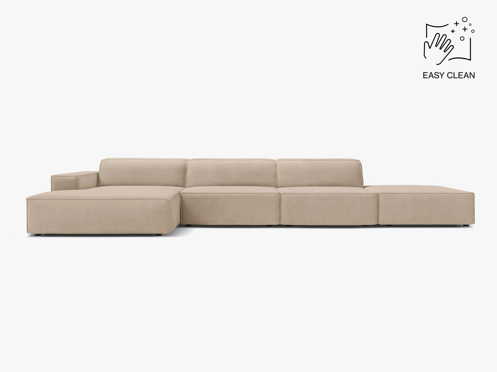Micadoni Ecksofa Jodie 5-Sitzer Samt Venus Beige Links