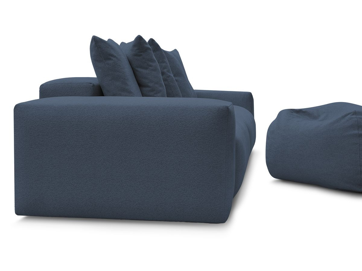 Bobochic Voltaire Sofa 5-Sitzer mit Pouf Melange-Stoff Dunkelblau