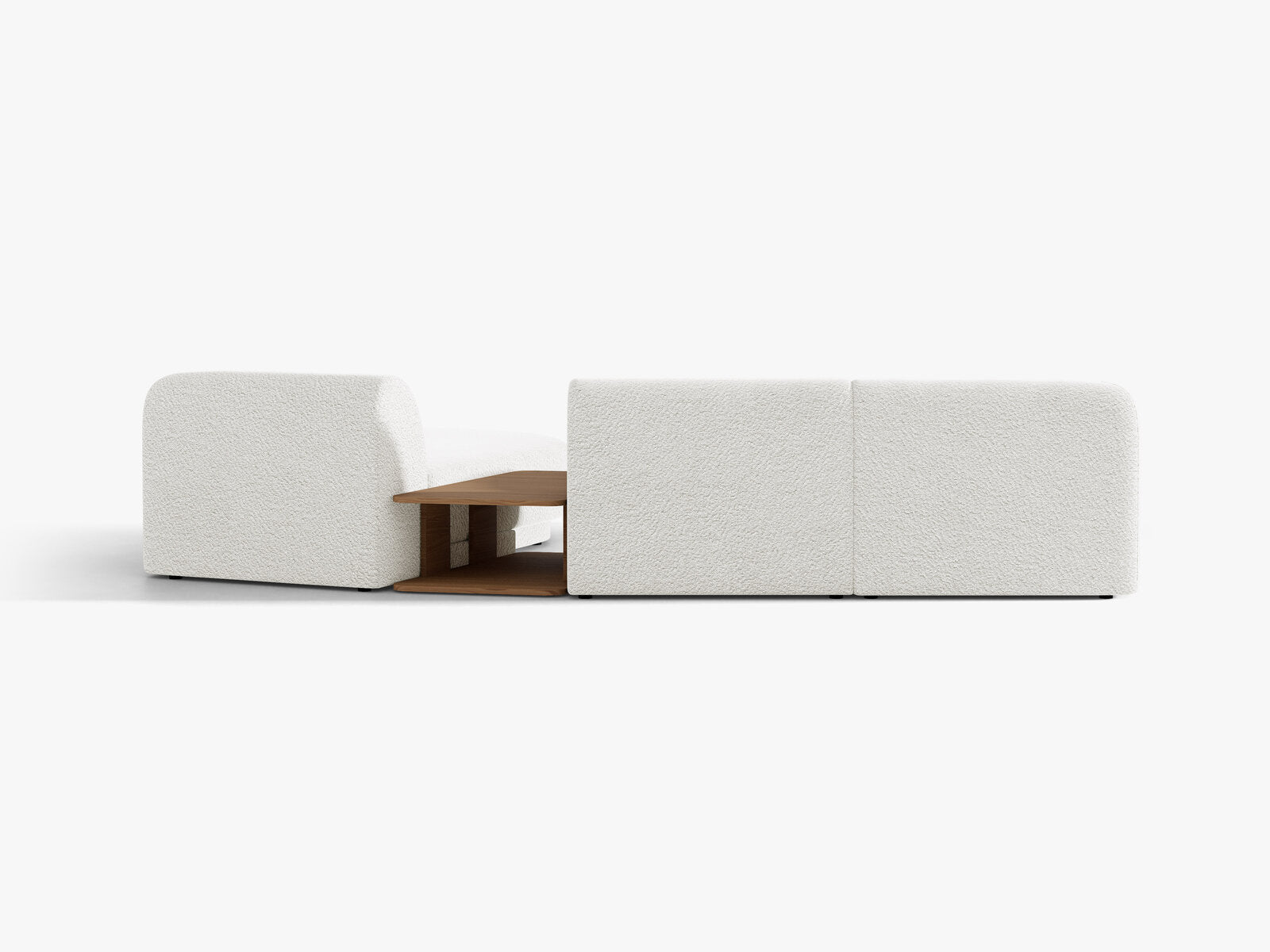 Micadoni Modulares Sofa Miley mit Recamiere 3-Sitzer Rechts Boucle Baloo Weiß