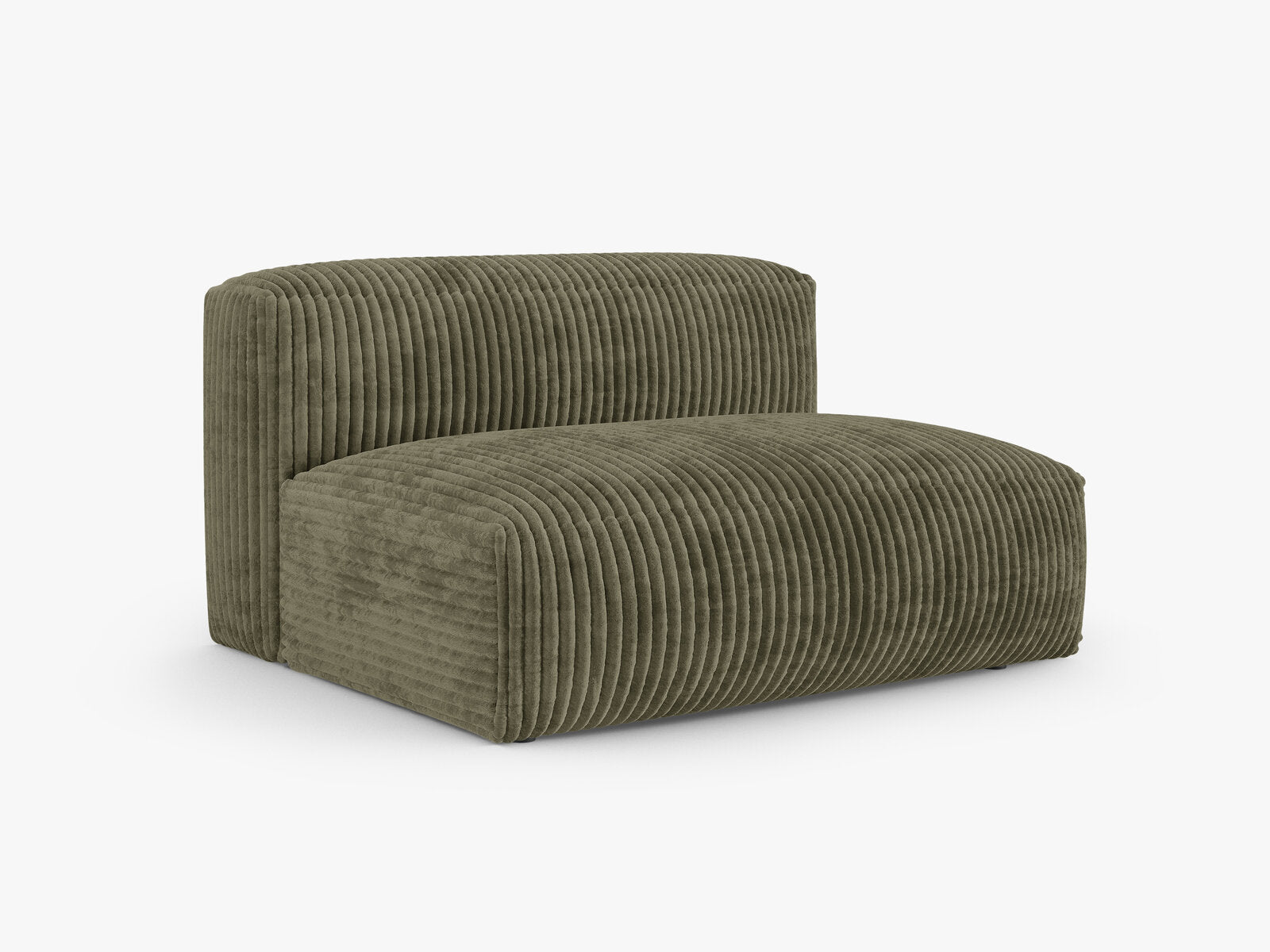 Micadoni Eckmodul mit Armlehne Martina 1-Sitzer Groß 90cm Sitztiefe Rechts Kord Tilia Moßgrün