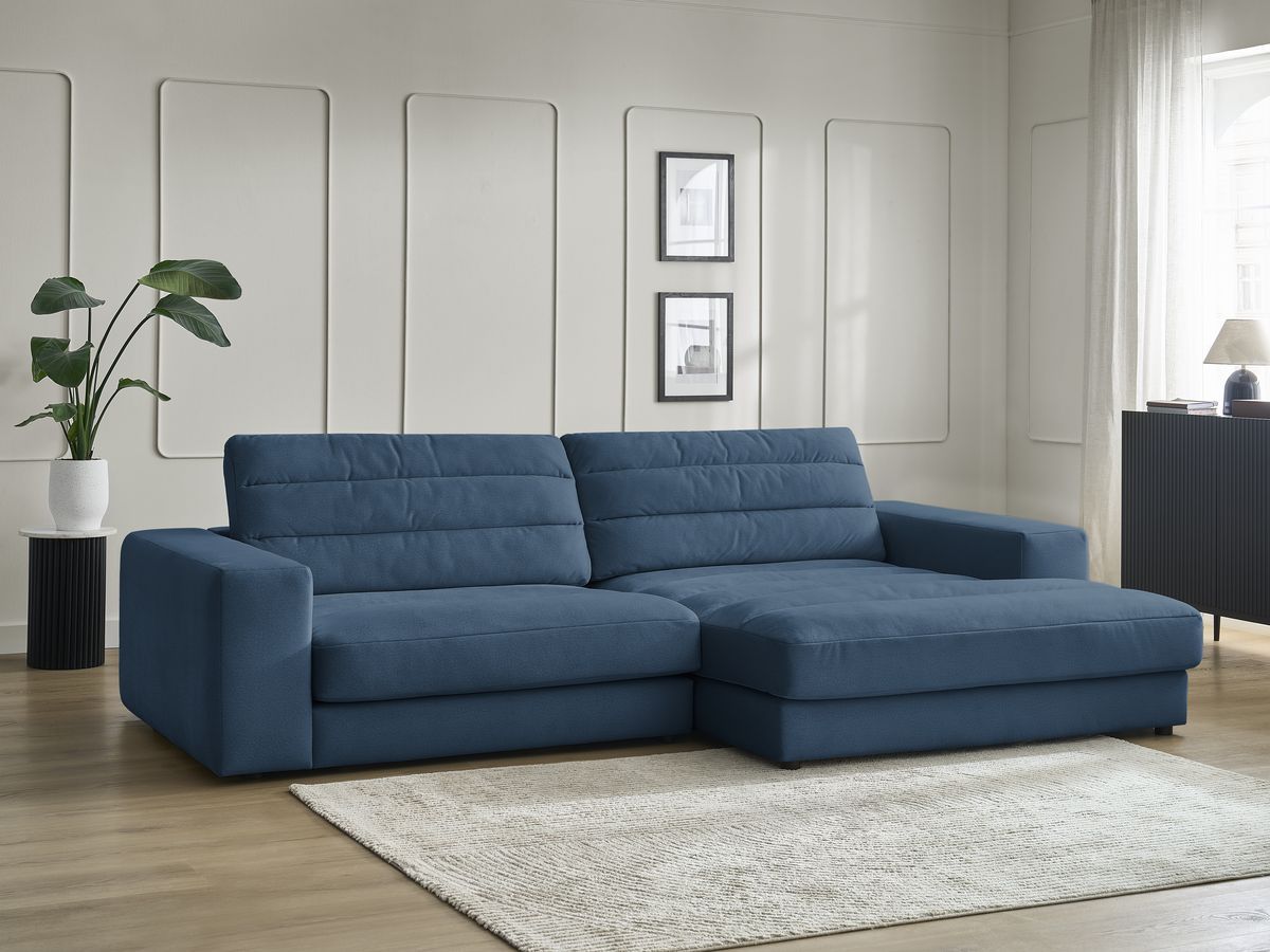 Bobochic Sierra Ecksofa Samt Dunkelblau Ecke rechts