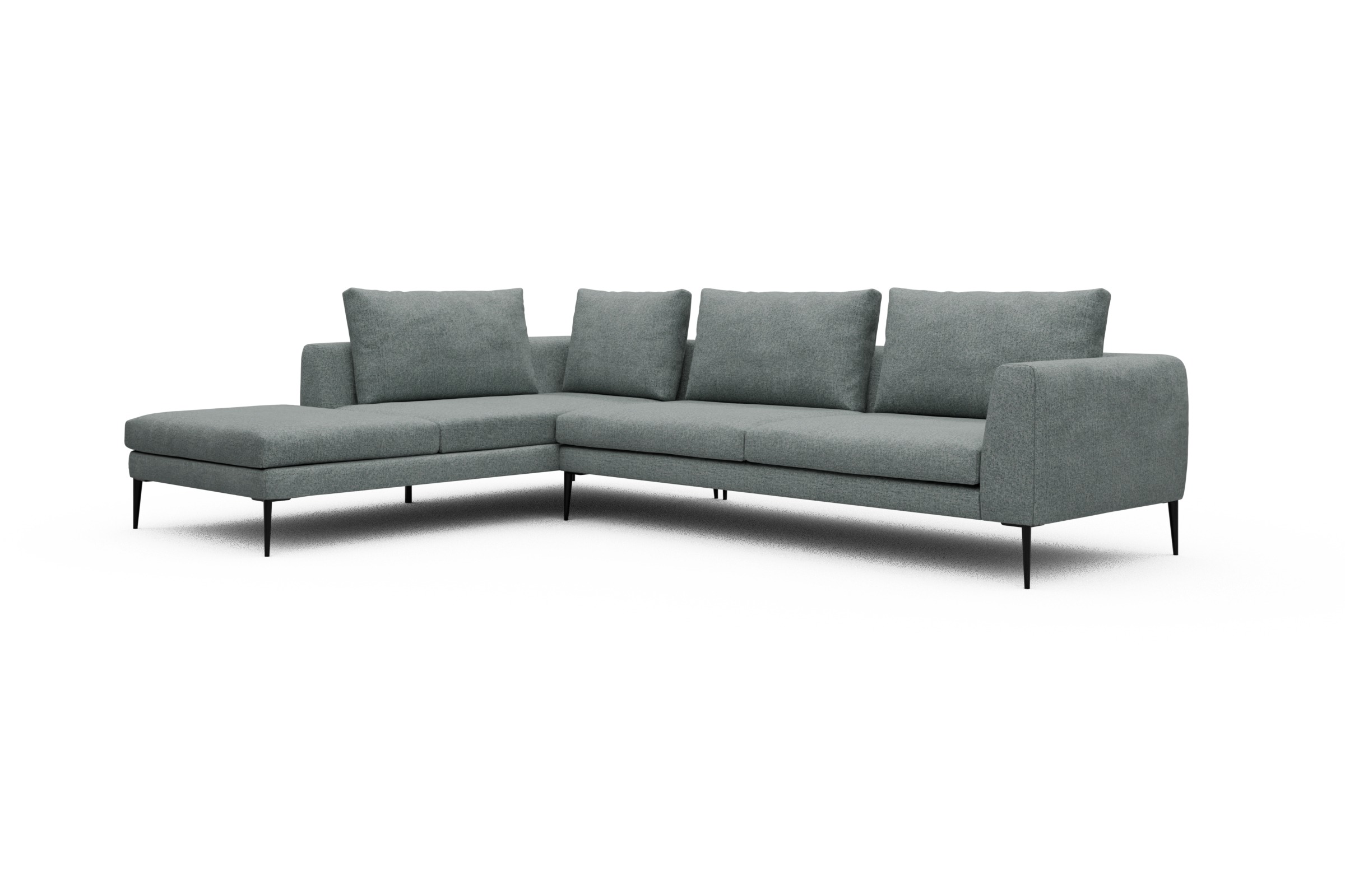 Ecksofa Paul Relax-Ecke rechts mit 3-Sitzer Casone-Light-Mixed-Green