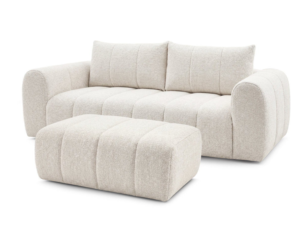 Bobochic Nesty Sofa 3-Sitzer mit Pouf Melange-Stoff Beige