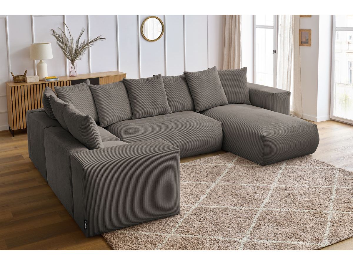 Bobochic Voltaire Wohnlandschaft 356 × 214 cm Cordsamt Taupe Ecke rechts